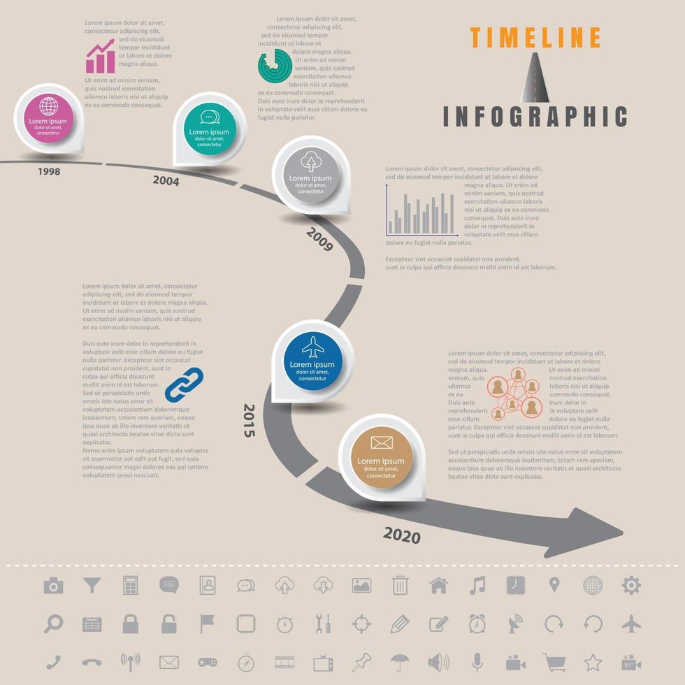 mapa de negocios infografía línea de tiempo señales de tráfico diseñadas para fondo abstracto plantilla elemento de hito diagrama moderno tecnología de proceso marketing digital presentación de datos gráfico ilustración vectorial vector