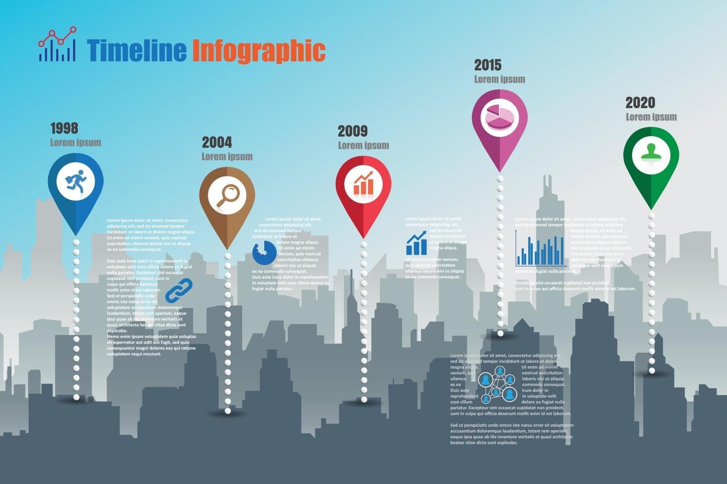 Business roadmap timeline infographic city designed for abstract background template milestone element modern diagram process technology digital marketing data presentation chart Vector illustration