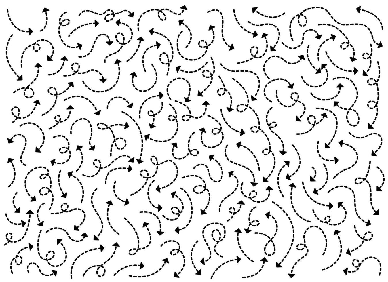 Dotted hand drawn arrows lines in different directions vector