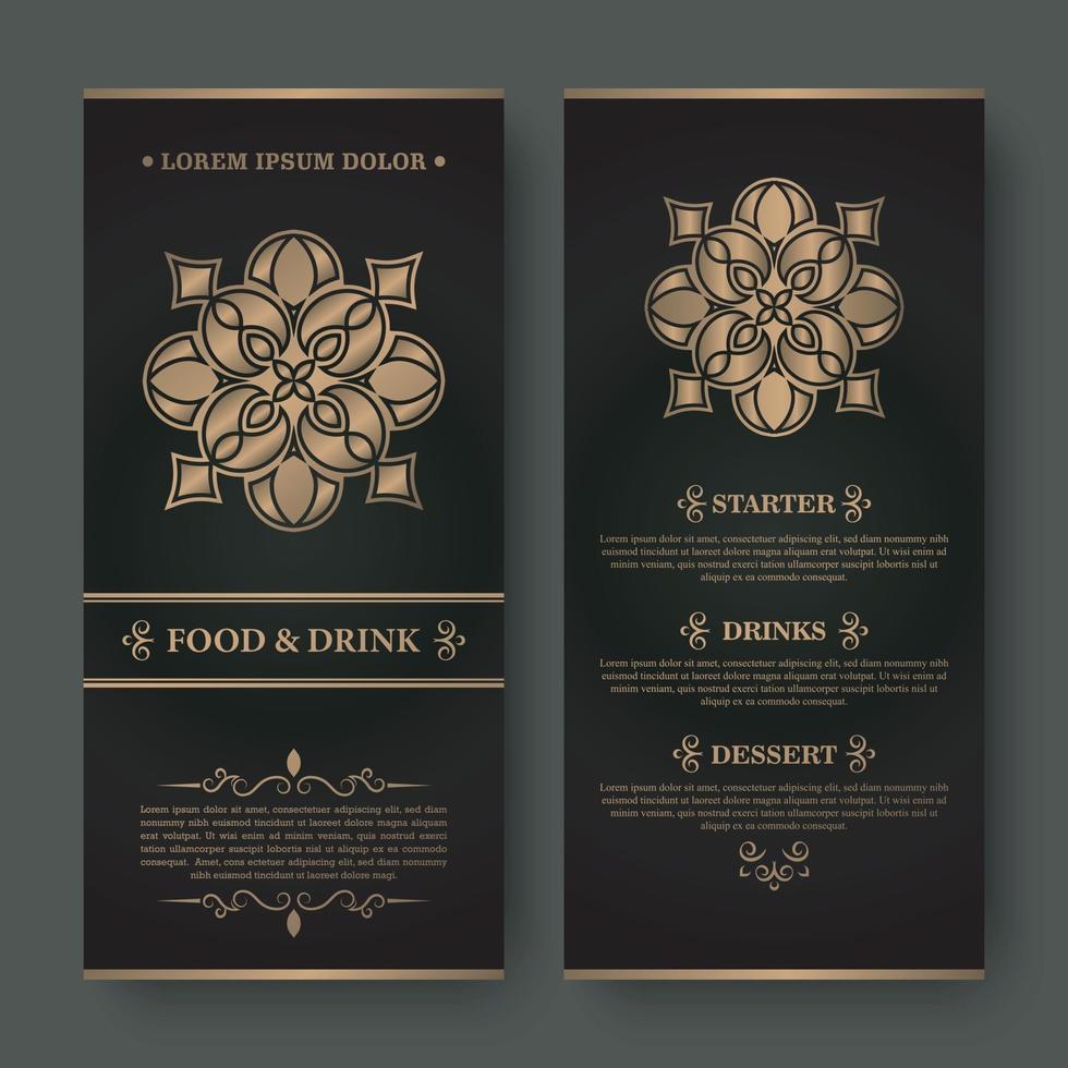 Luxury restaurant menu with elegant ornamental style vector