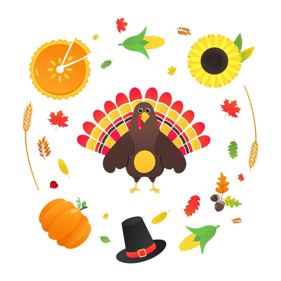 Happy thanksgiving day flat style design poster vector illustration