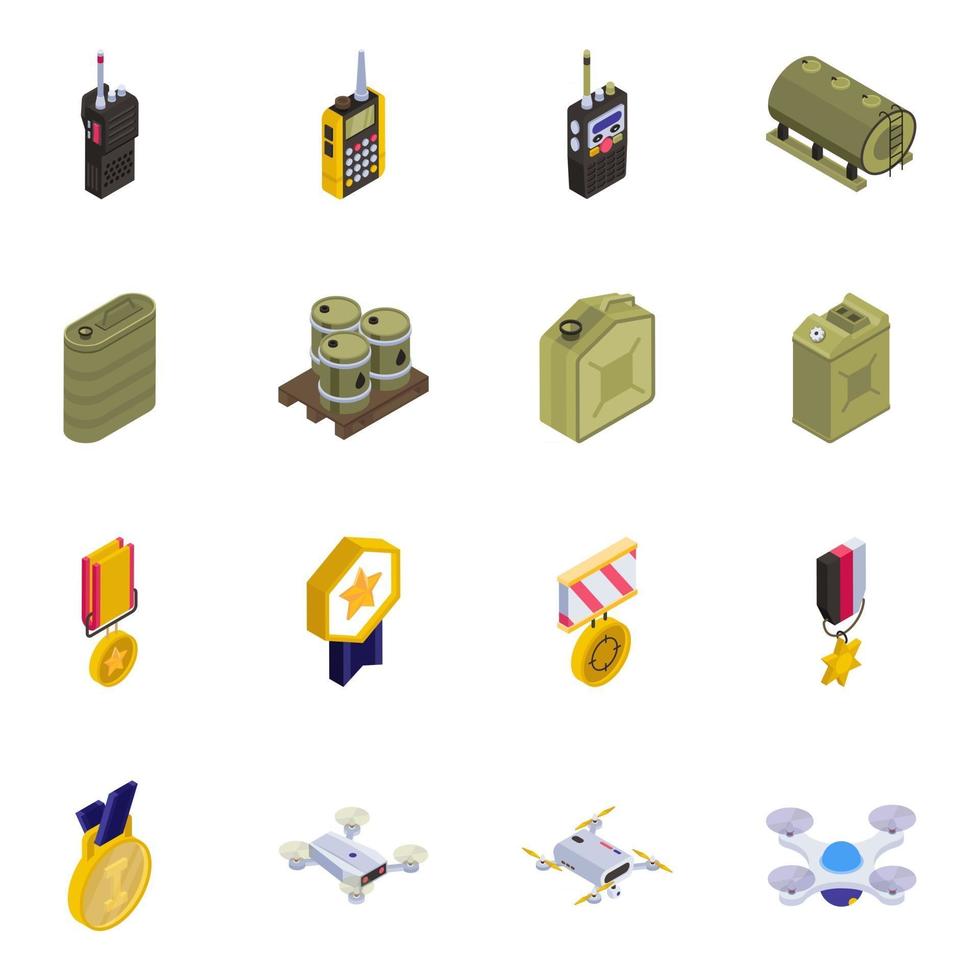 Set of Army Equipment vector