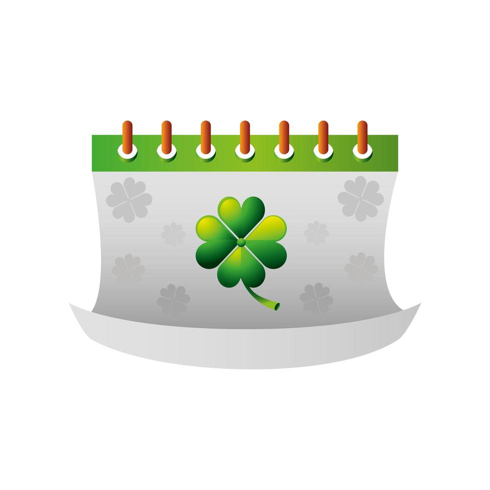 happy st patricks day calendar celebration with clover icon vector