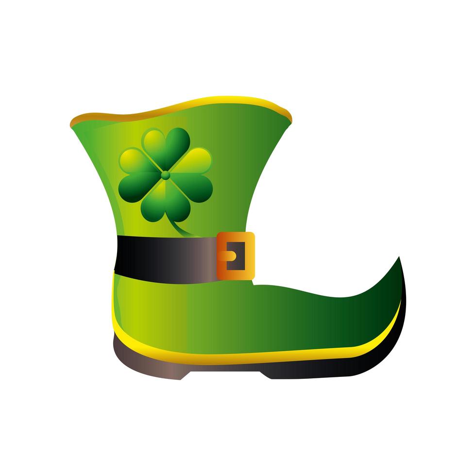 happy st patricks day leprechaun boot with clover icon detailed style vector