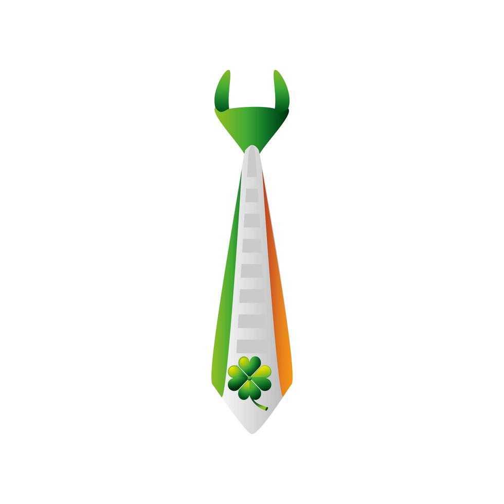 feliz día de san patricio corbata con icono de decoración de trébol estilo detallado vector