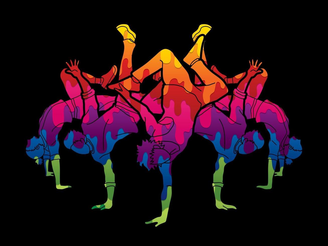 Group of People Dancing Street Dance Action Dance Together vector