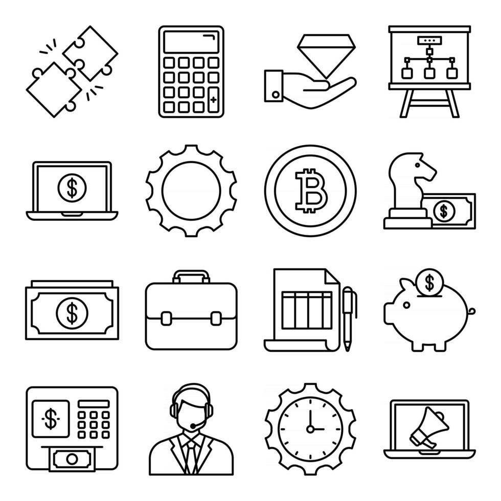 Pack of Financial Linear Icons vector