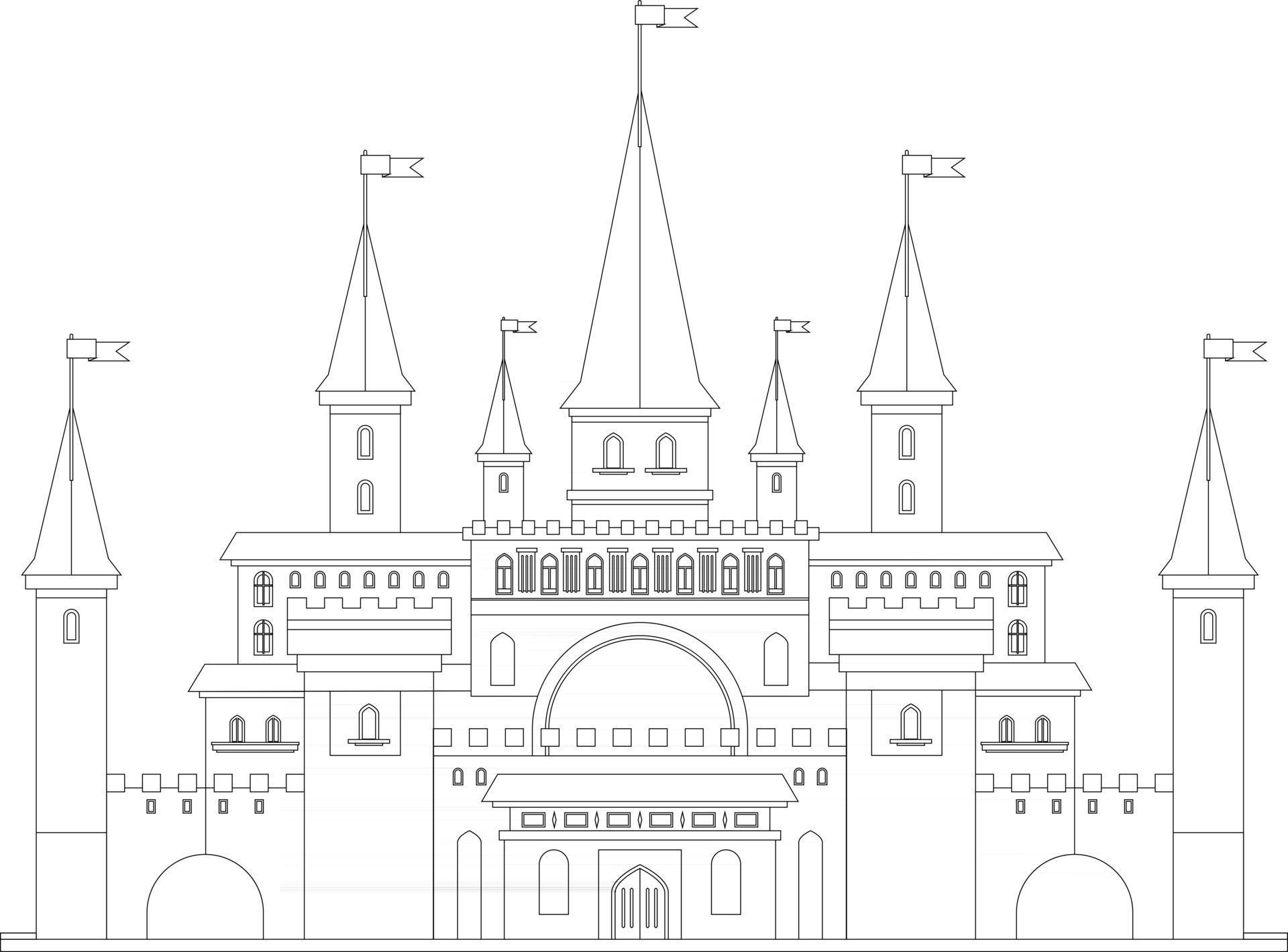 castle outline perfect for coloring page 2513834 Vector Art at Vecteezy