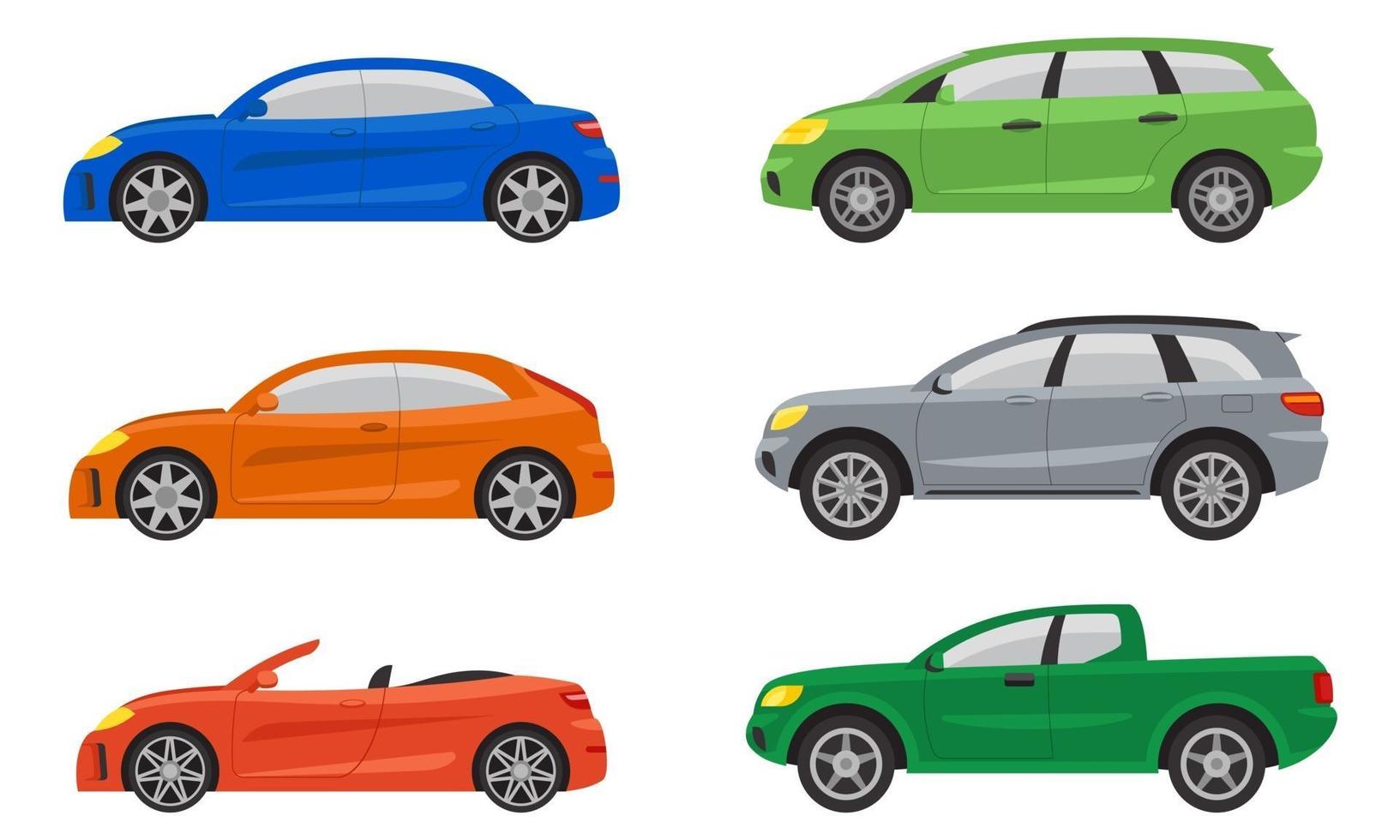 Set of different cars side view vector