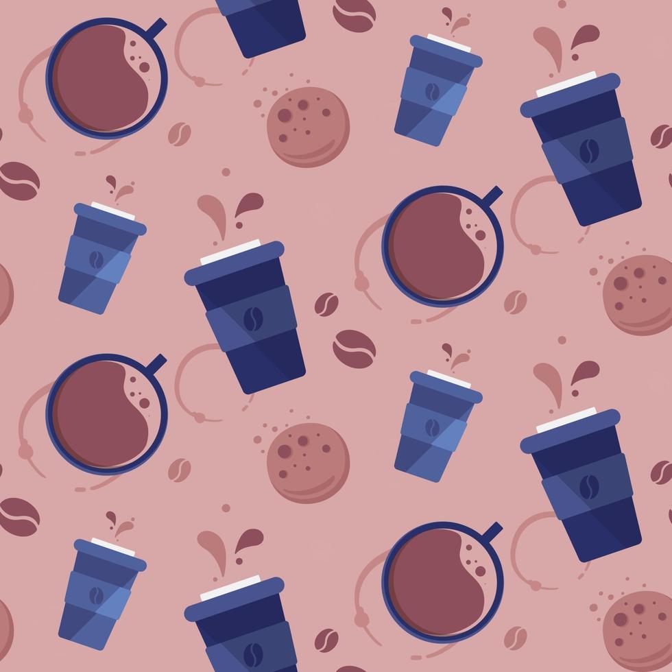 Seamless pattern with different coffee cuos vector