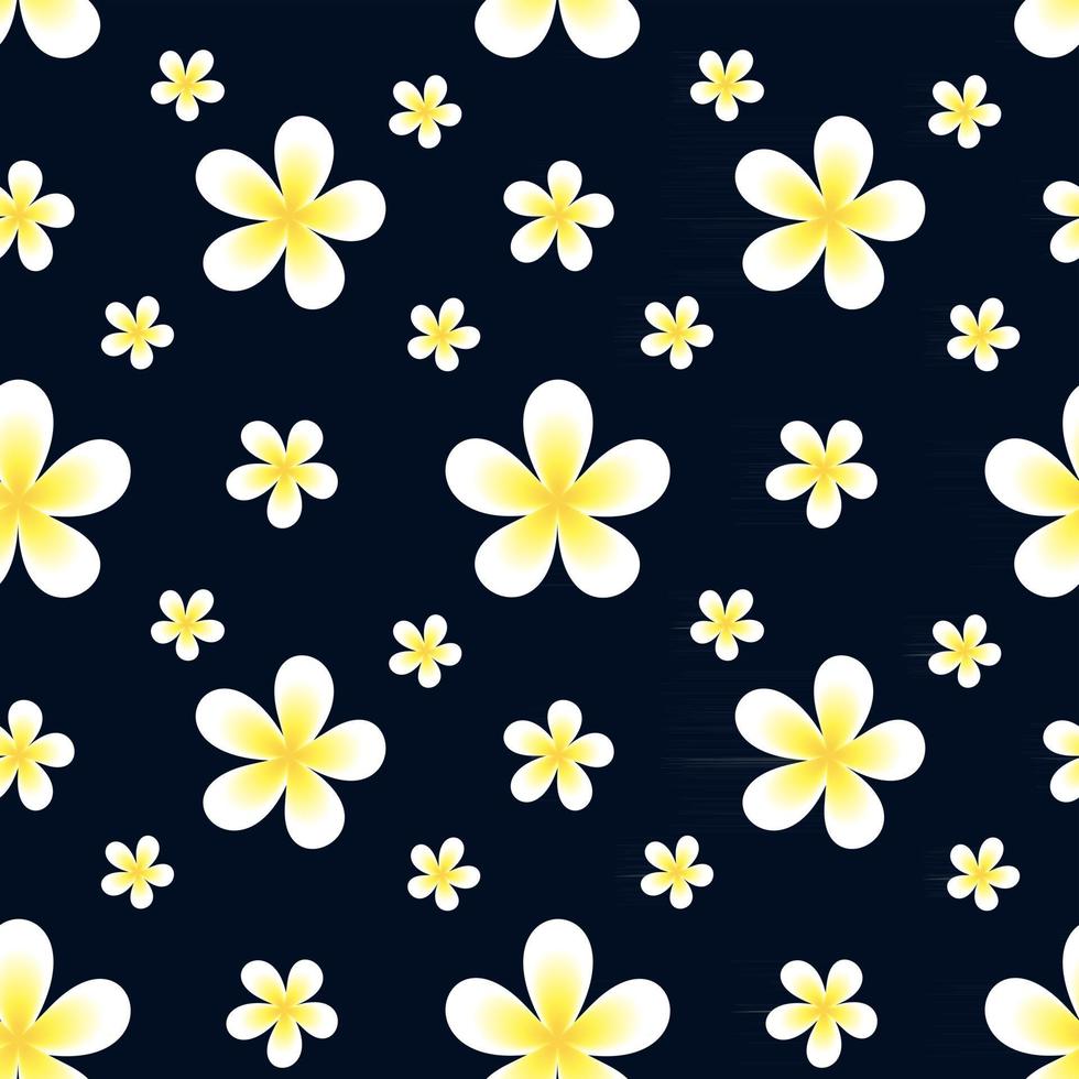 Bright floral background with frangipani flowers on a blue background  Floral vector illustration