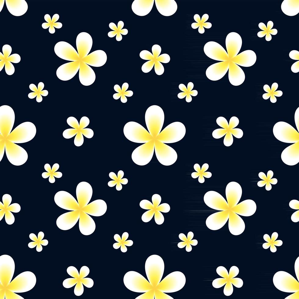 Bright floral background with frangipani flowers on a blue background  Floral vector illustration