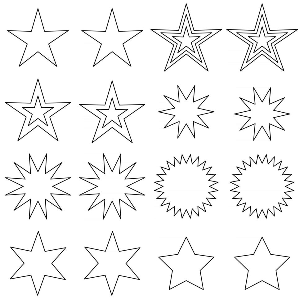 black outline stars digital stamps vector