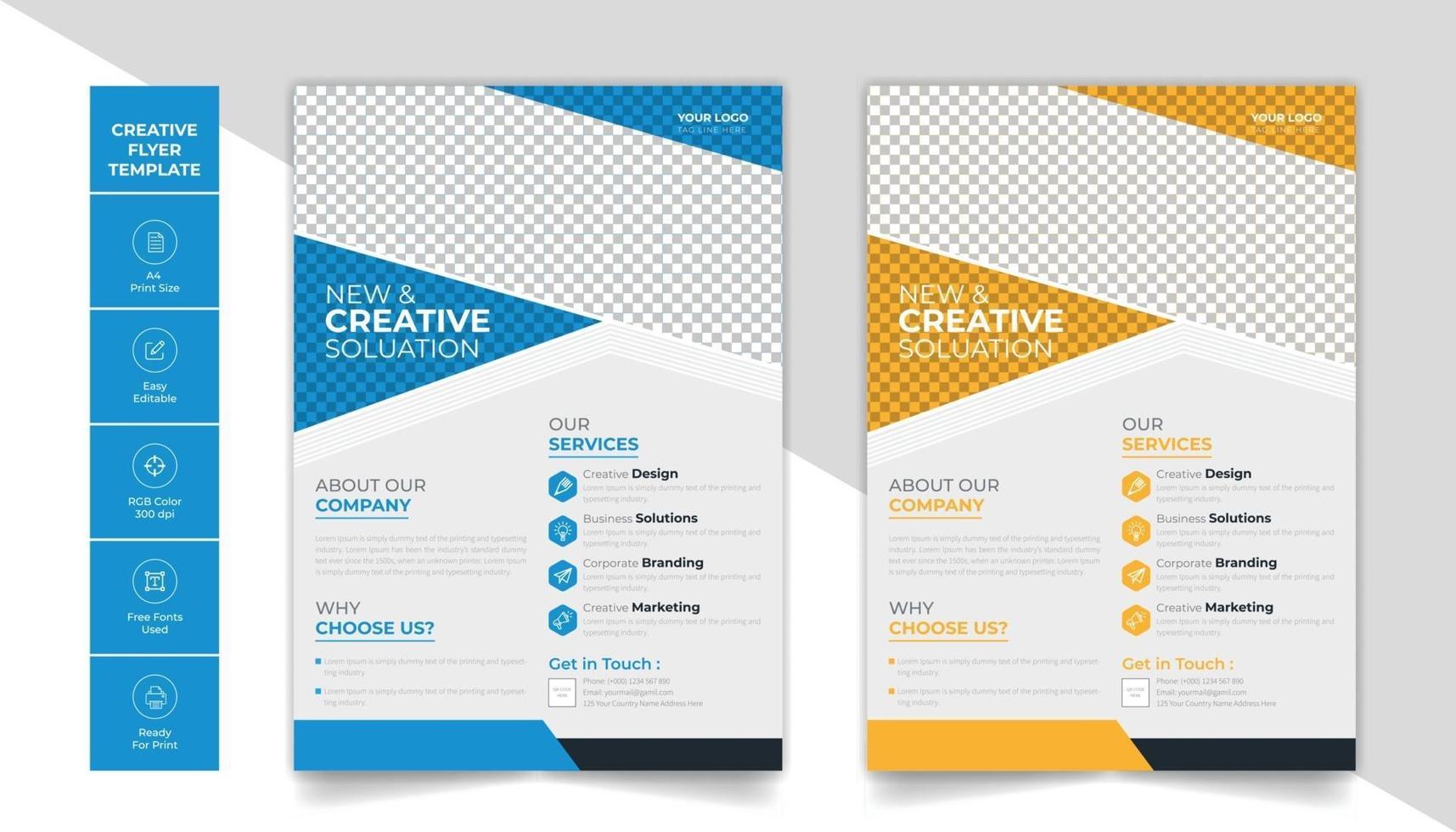 Corporate business flyer design layout with attractive color scheme vector