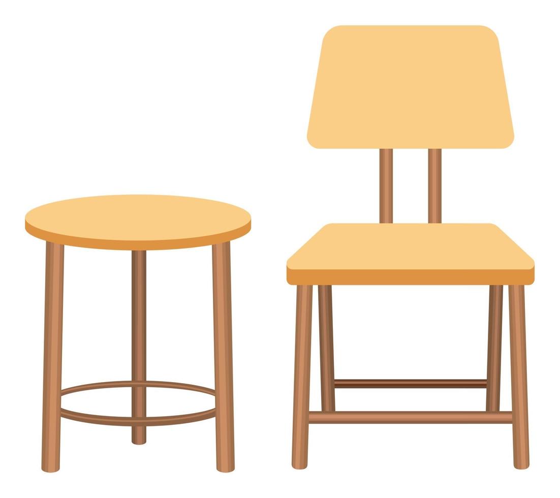 Cute beautiful wooden char and seat isolated vector