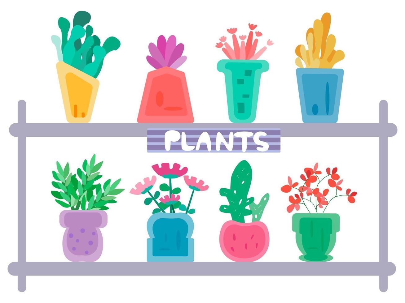 plantas de diseño colorido en macetas vector