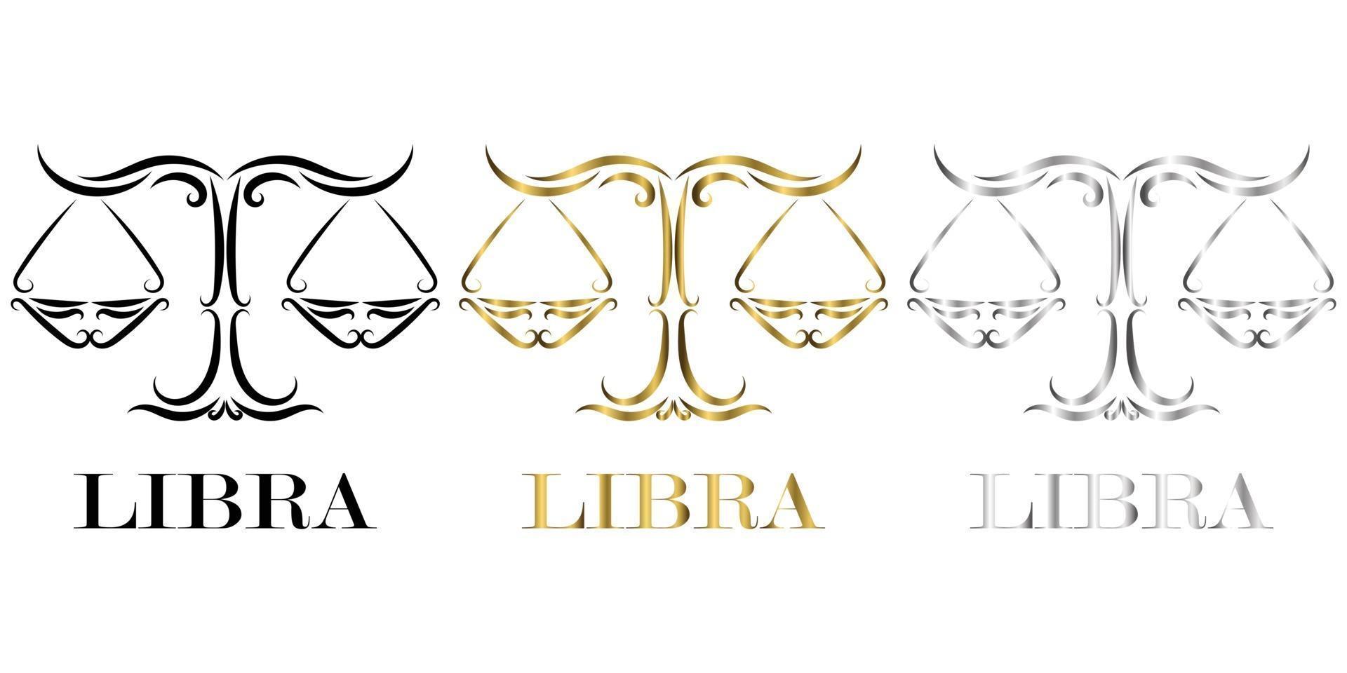 Line vector logo of scales It is sign of libra zodiac there is three color black gold silver