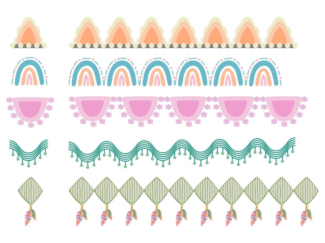 A collection of colorful boho style patterns vector