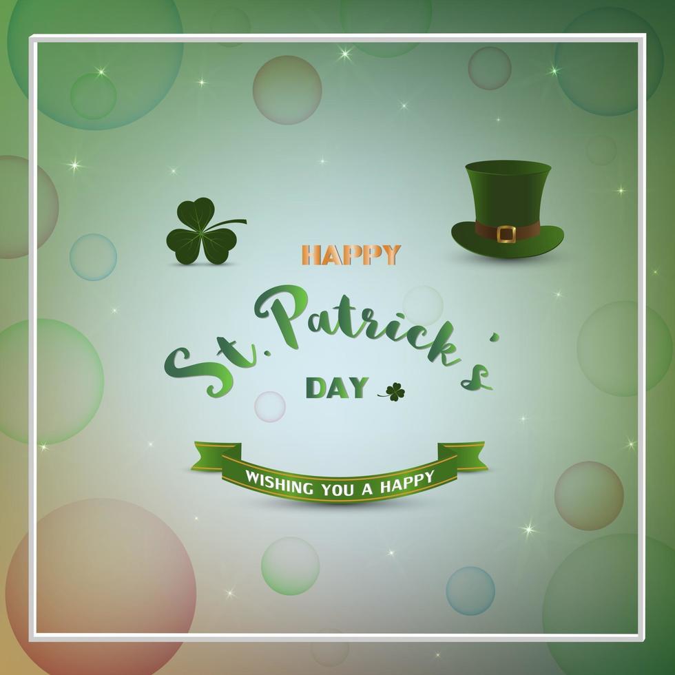 Happy St Patrick s Day blurred bokeh with star light on colorful background vector