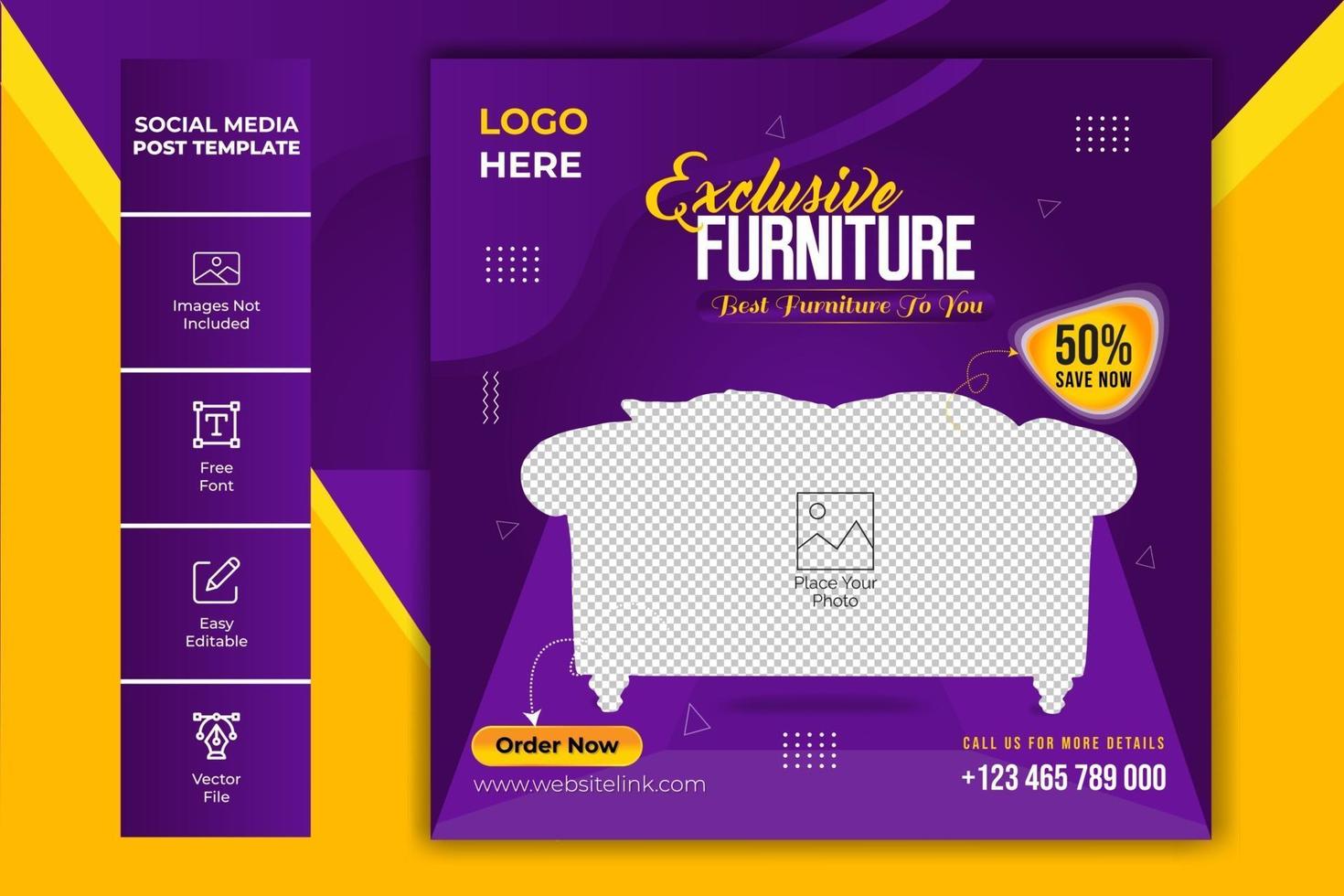 Modern furniture sale banner for a social media post template vector