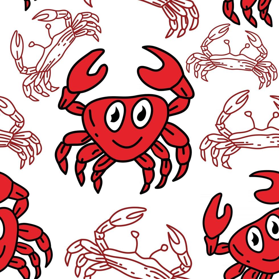 Crab Pattern Seamless Design Template Vector