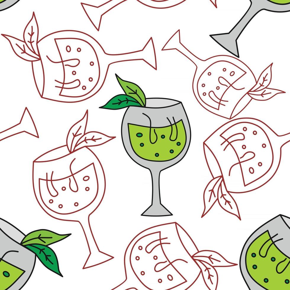 Drinking Glass Pattern Seamless Vector Template