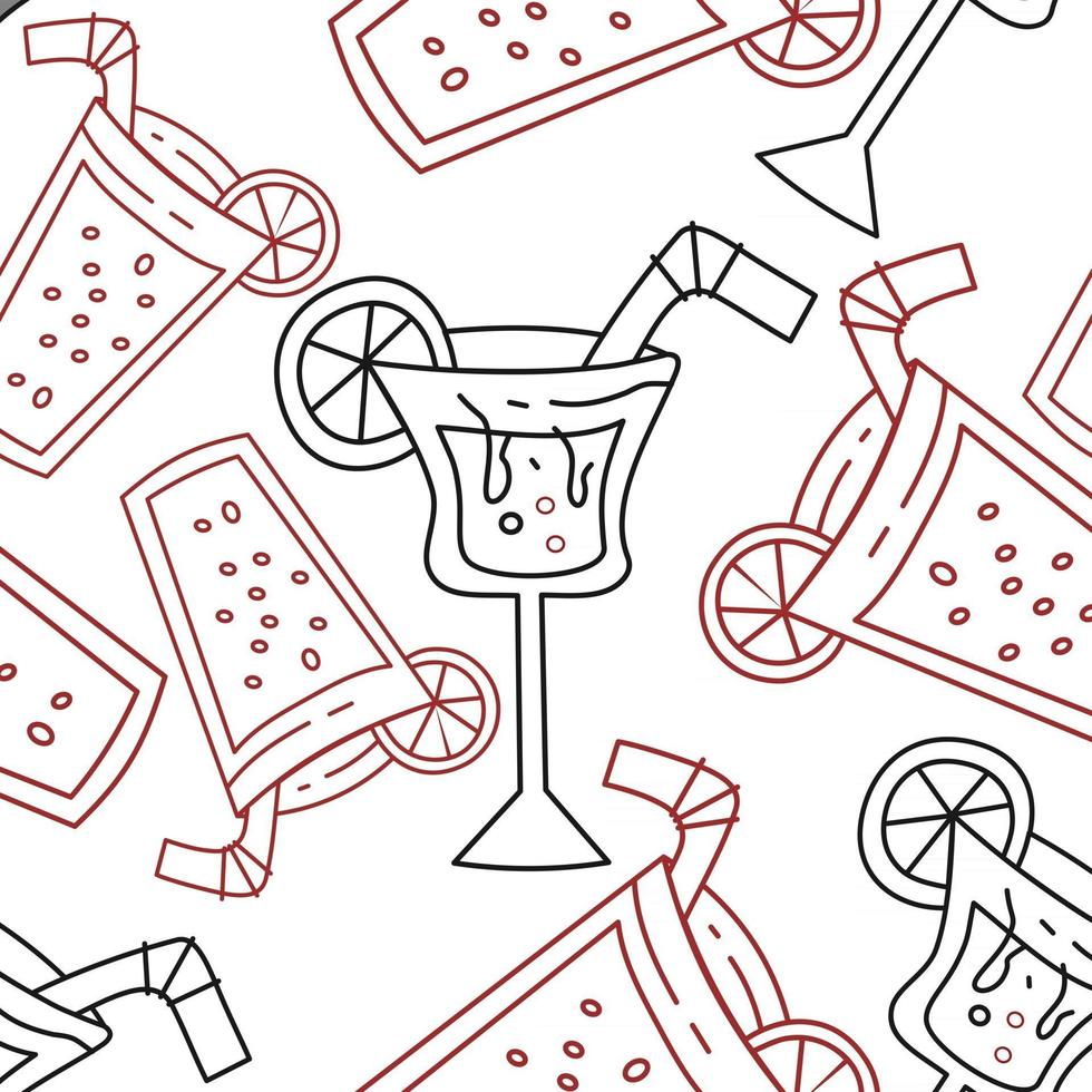Drinking Glass Pattern Seamless Vector Template
