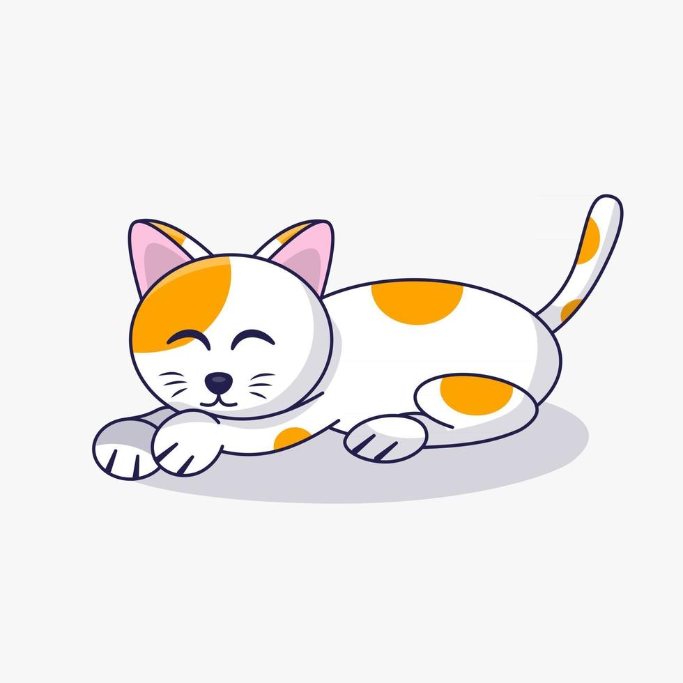 Cute Cat Sleeping Cartoon Vector Icon Illustration Animal Nature Icon Concept Isolated Flat Cartoon Style