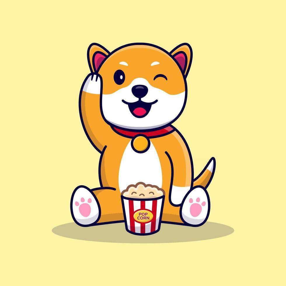 Cute little Dog with Popcorn vector