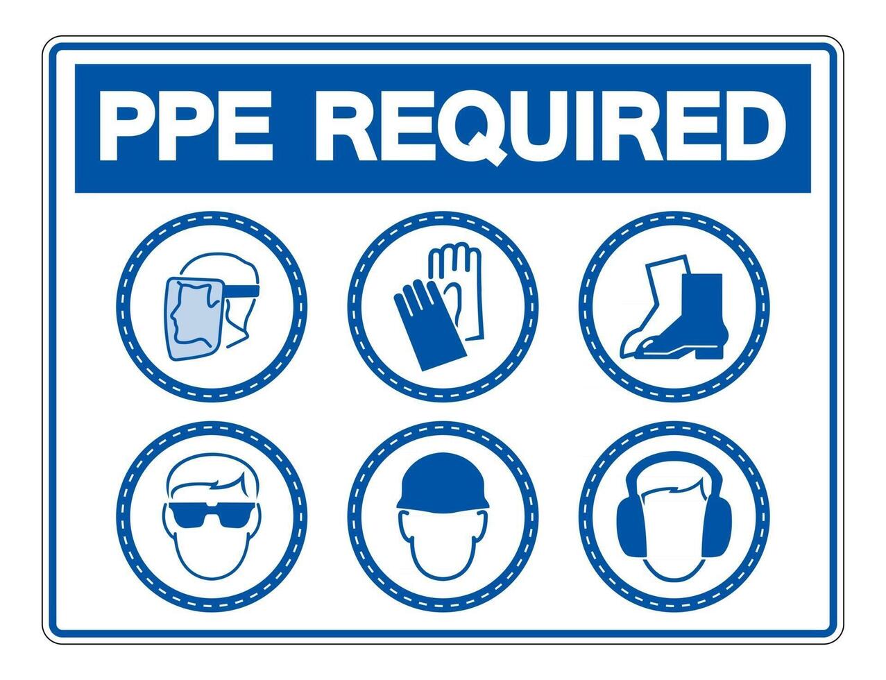 Required Personal Protective Equipment PPE Symbol Safety Icon vector