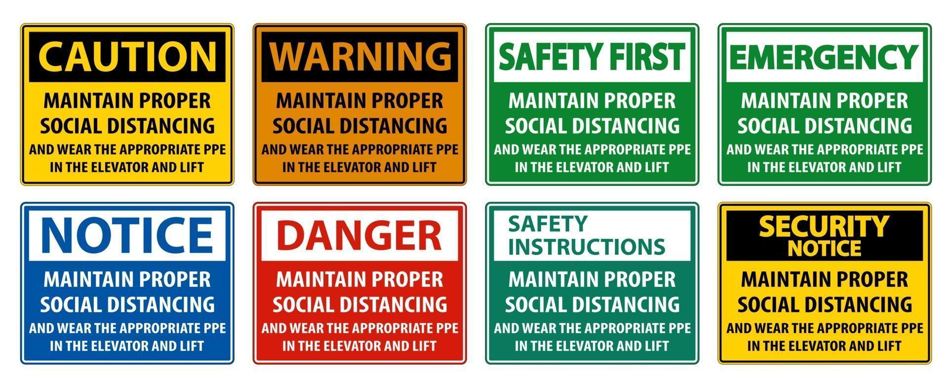 Maintain Proper Social Distancing Sign vector