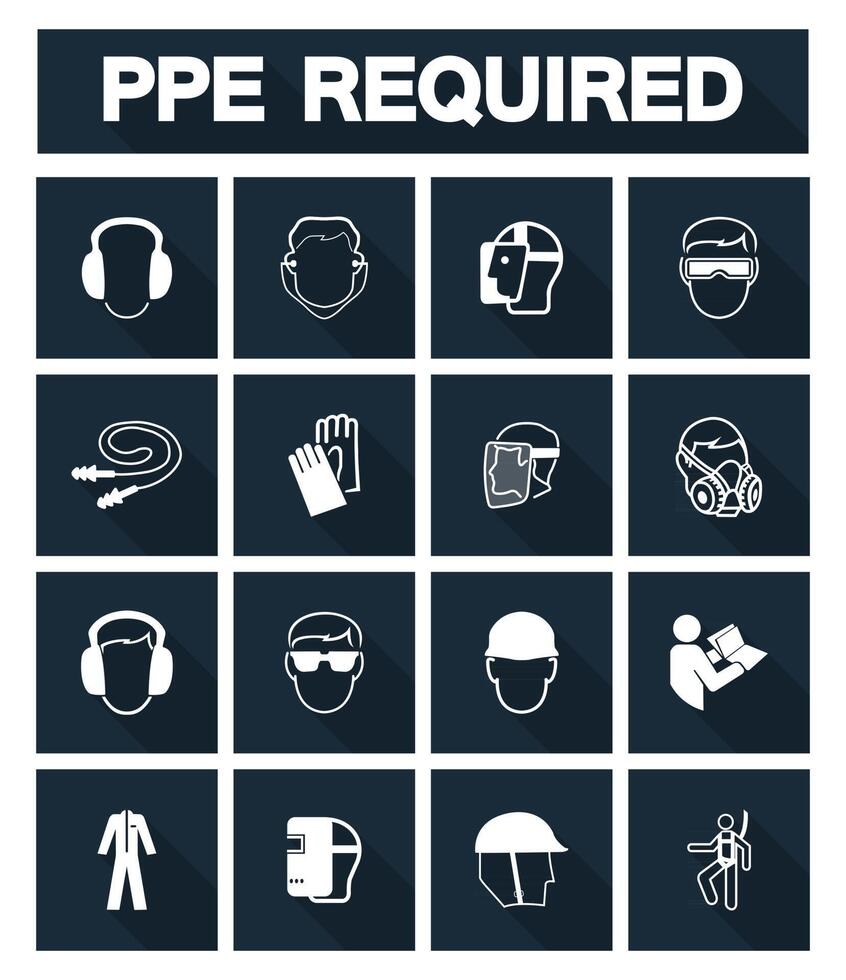 Required Personal Protective Equipment PPE Symbol Safety Icon vector