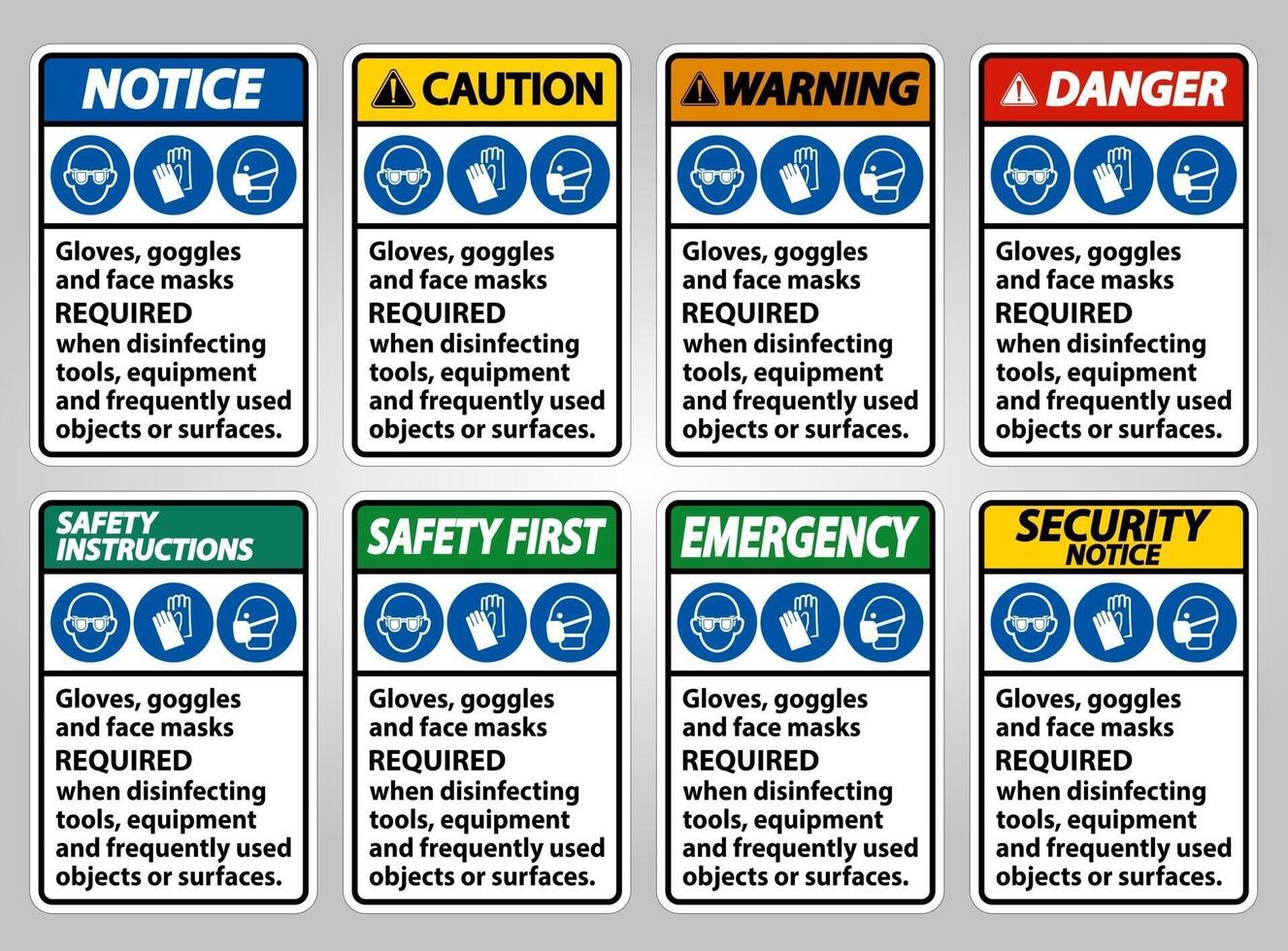 Gloves Goggles And Face Masks Required vector