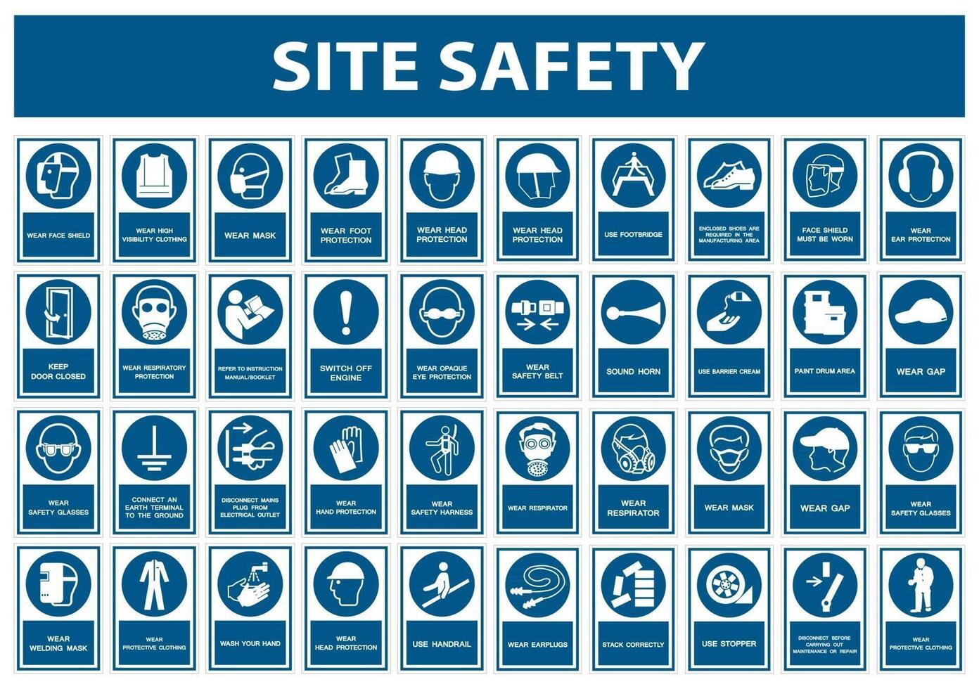 ppe de seguridad debe ser usado signo vector