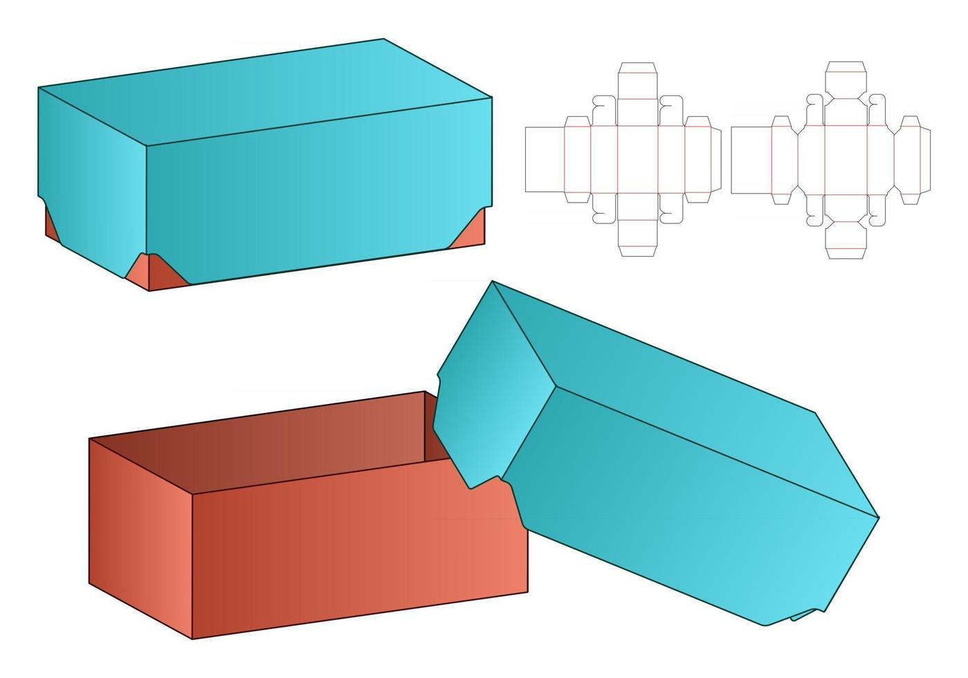 Box packaging die cut template design 3d mockup vector