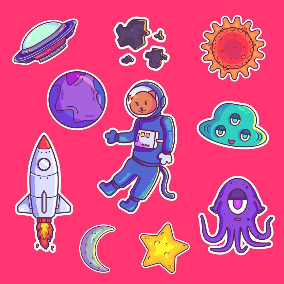 Set of space stickers vector