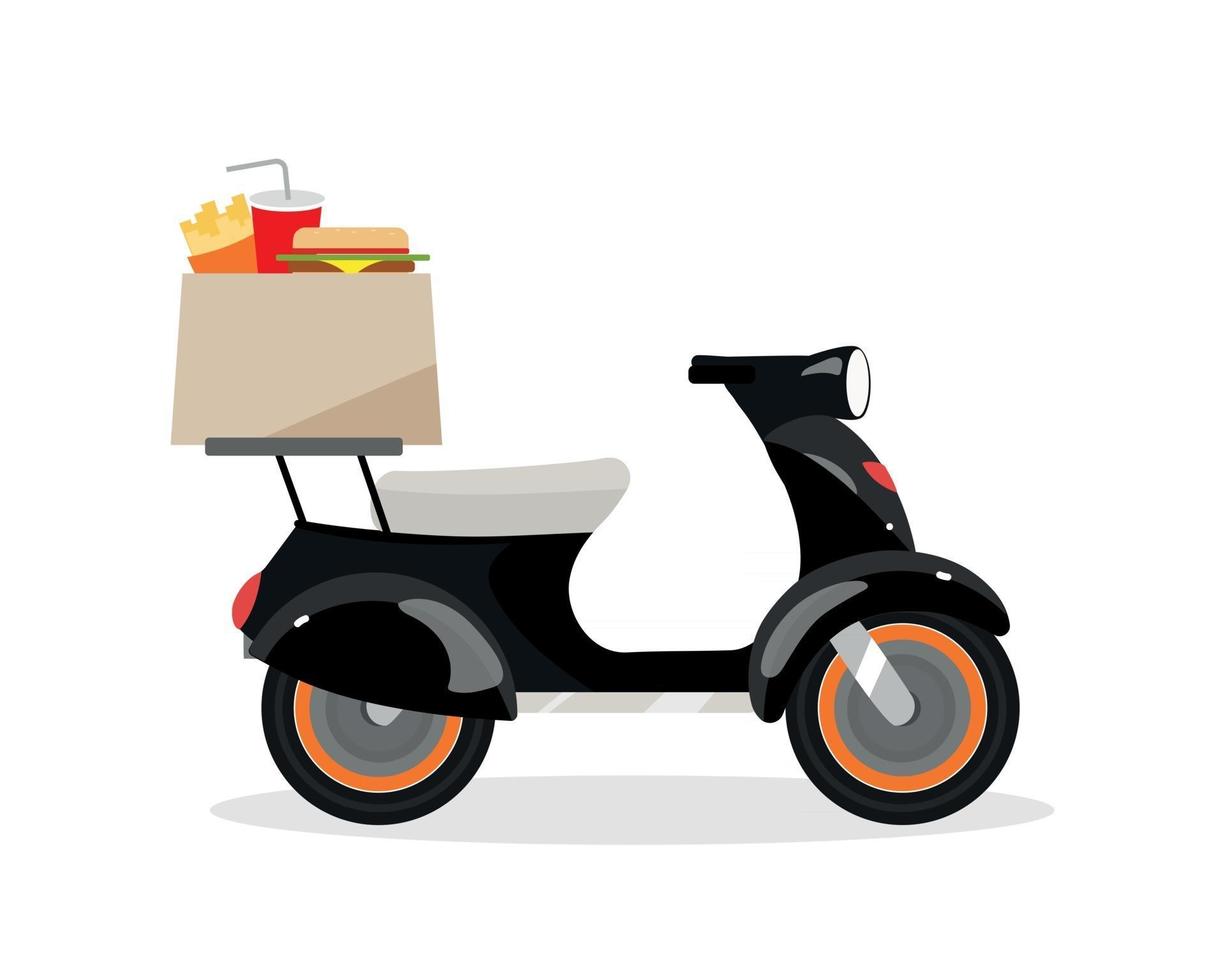 Entrega de comida rápida en scooter objeto vectorial de color plano vector