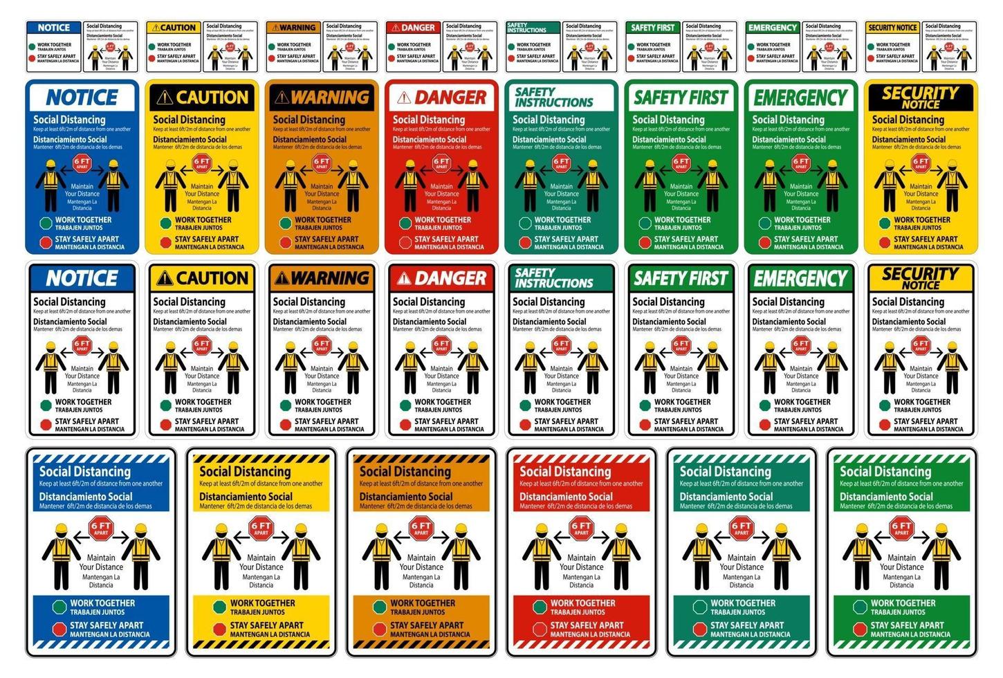 Bilingual Social Distancing Construction Sign vector