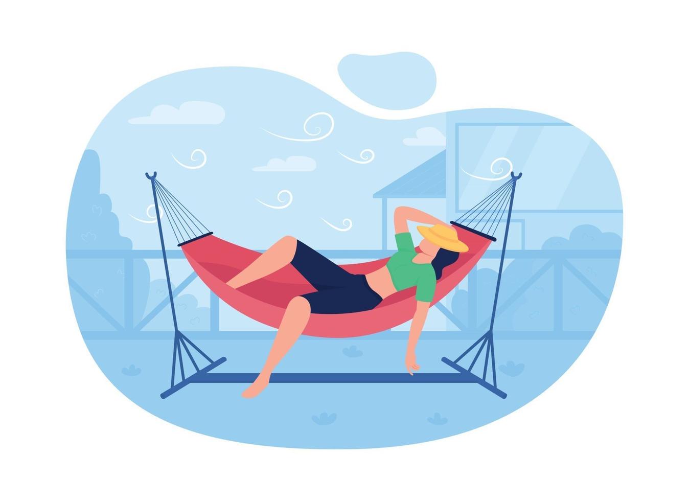 Sleeping in hammock vector web banner