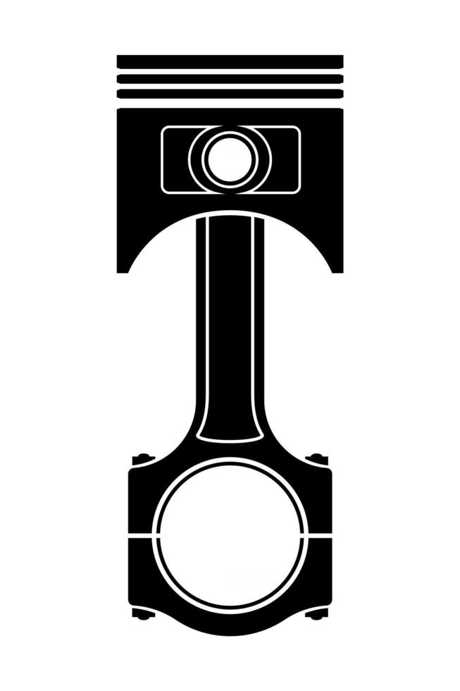 Pistón con una parte de la biela de una ilustración de vector de stock de motor de automóvil aislado sobre fondo blanco