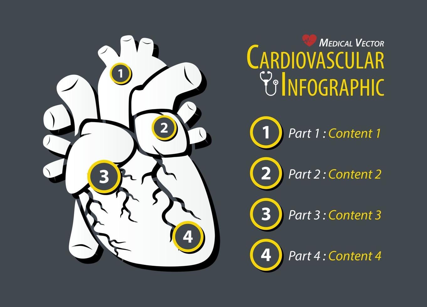 diseño plano de infografía cardiovascular vector