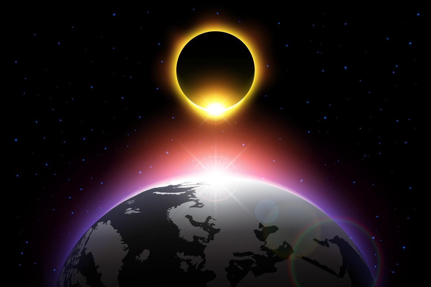 vector de eclipse de tierra y sol
