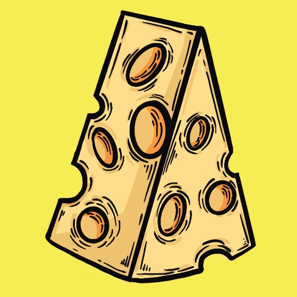 hand drawn vector illustration of cheese slices