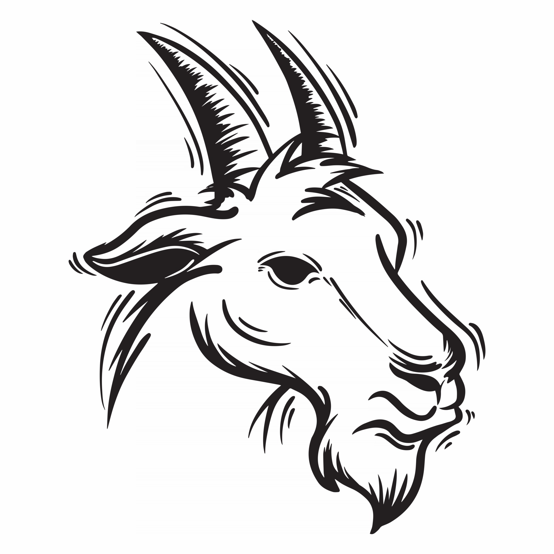 black and white goat head vector illustration 2514627 Vector Art at
