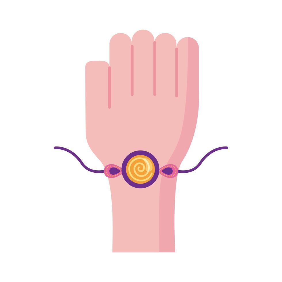 happy raksha bandhan celebration with hand using wristband flat style vector