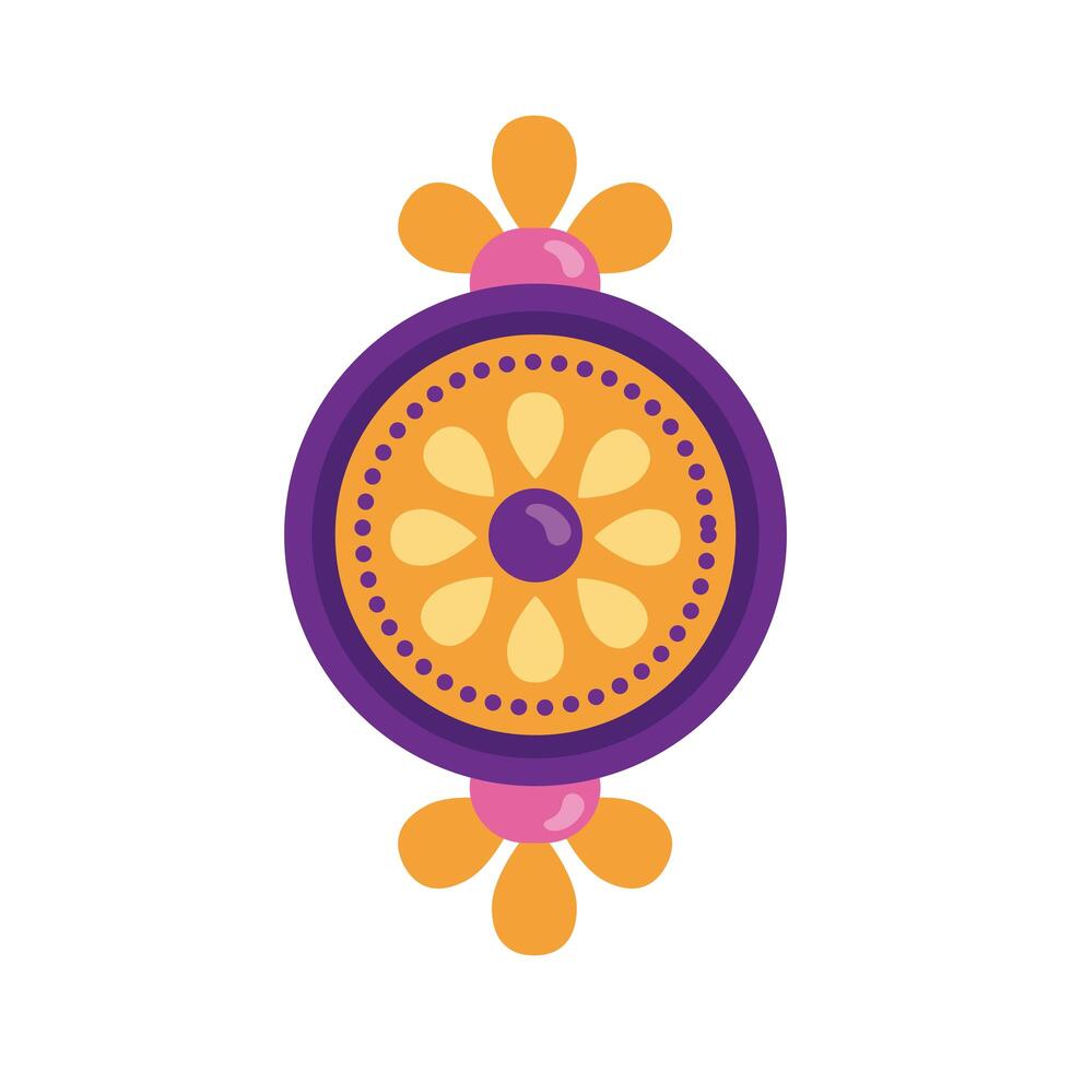 happy raksha bandhan celebration with circular frame flat style vector