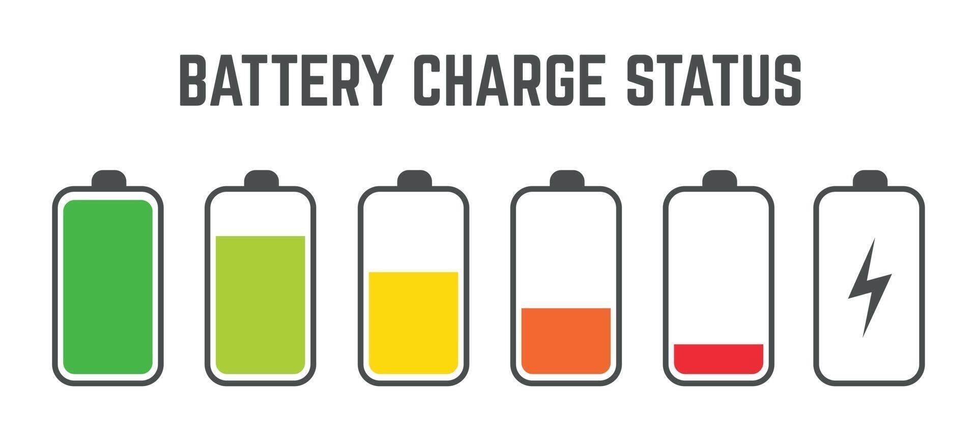 battery charge status level set collection vector