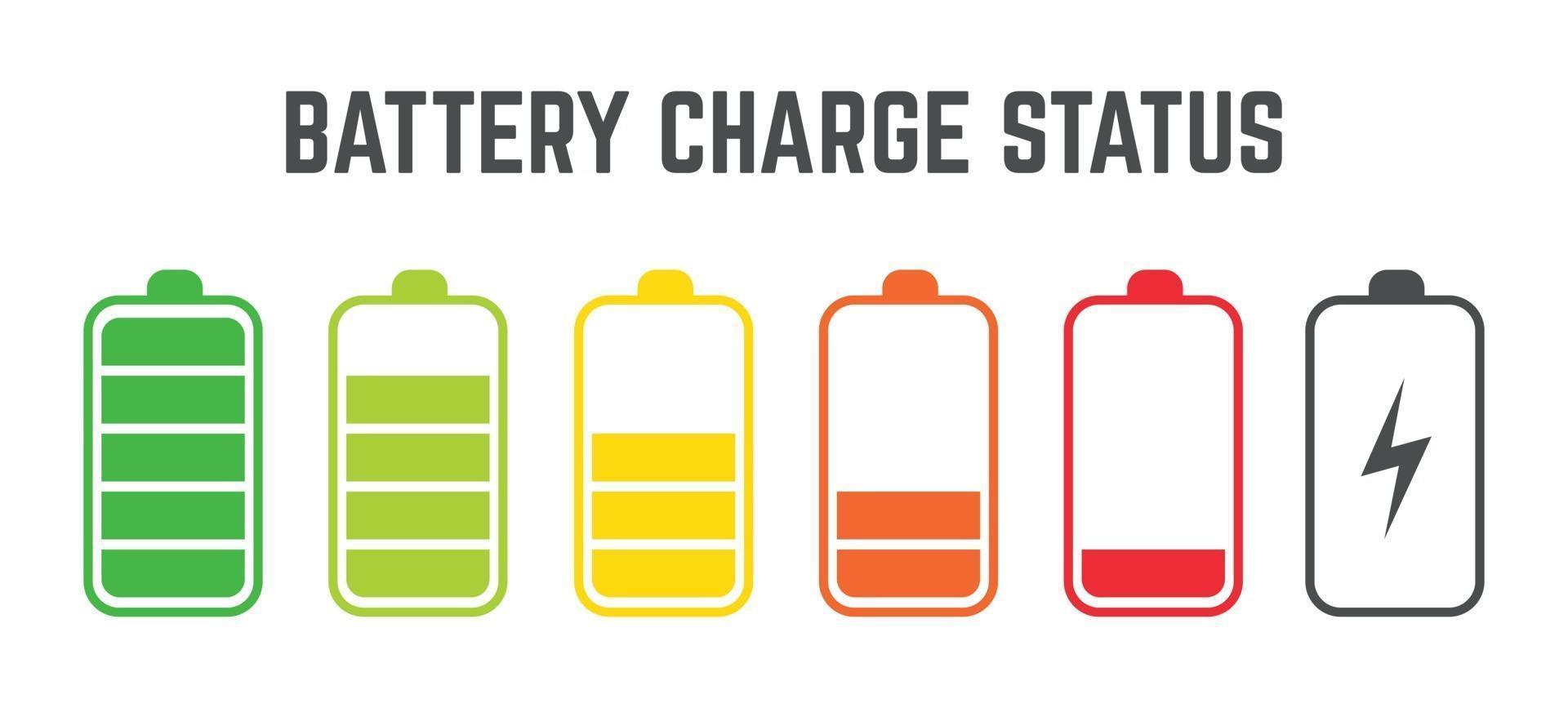 battery charge status level set collection vector