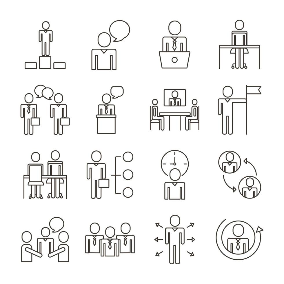 bundle of business people avatars set icons vector