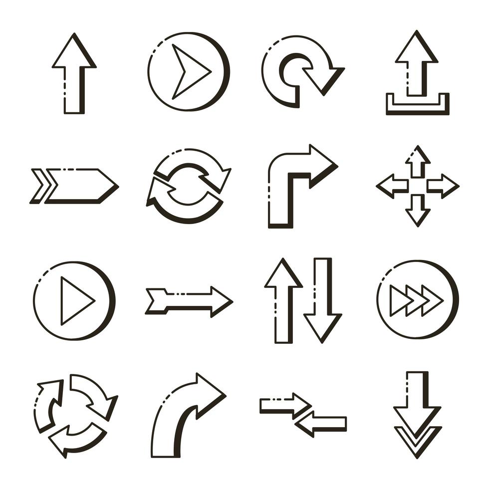 bundle of arrows set icons vector